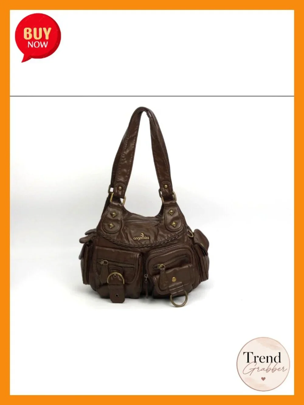 Faux Leather Hobo Crossbody Bag with Zipper Closure, Multiple Pockets, Medium